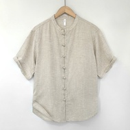 APJ | New Chinese Style Mens Shirt Linen Tencel