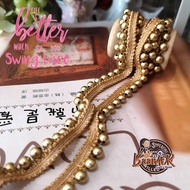 45cm And 90cm Pearl Tape Lace Attached To Fabric Decorative Line Or Making Choker Size 15 Mm Availab