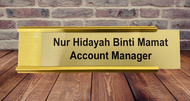 Jawatan Office Sign Name Job Position Title Plate with Golden Aluminium Frame Desk Sign