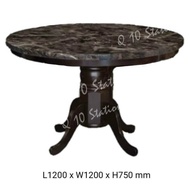 Q 10 -  6 Seater Marble Dining Table / Marble Top Round Dining Table For 6 / Round Marble Dining Table / 1+6 Marble Dining Set / Marble Dining Set For 6 Chairs / Black Marble Dining Set / Marble Dining Table With Solid Wood Leg (TWH)