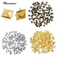 phenovo 100Pcs Square Pyramid Rivet Studs  Screw Craft DIY Embellishment Colorful Personality Access