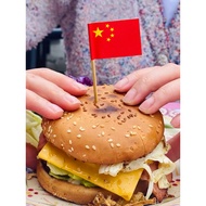 Burger Stick Long Toothpick Flag Disposable Fruit Stick Mini Red Flag Bamboo Stick Sandwich Flag Nat