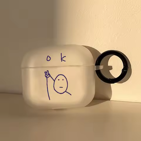 Cute OK Airpod Pro3 2025 Airpods 2 3 4 Pro Wireless Headphone OK Fine Simple Line Cover for Air Pods