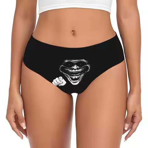 Troll Face Quest Video Meme Funny Anime Brief Panties for Women Comfort Stretch Game Comic Underwear