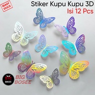 BB7 - 12Pcs 3D Rainbow Buttlerfly Stickers Colorful Butterfly Wall Decor Asthetic Beautiful Wall Dec