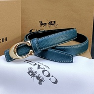 New Coach trend lychee grain fine belt logo alloy buckle belt men's and women's youth the same style belt
