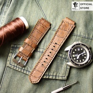 ) Casio AE1200 / SEIKO5 Genuine Cow LEATHER Watch Strap With 1928 Cowhide Stamped Crocodile Pattern - RAM LEATHER