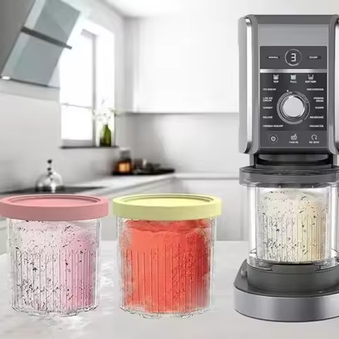 For Ninja NC500 NC501 Creami Deluxe Replacement Ice Cream Storage Cups with Lids Fit Machine Family 