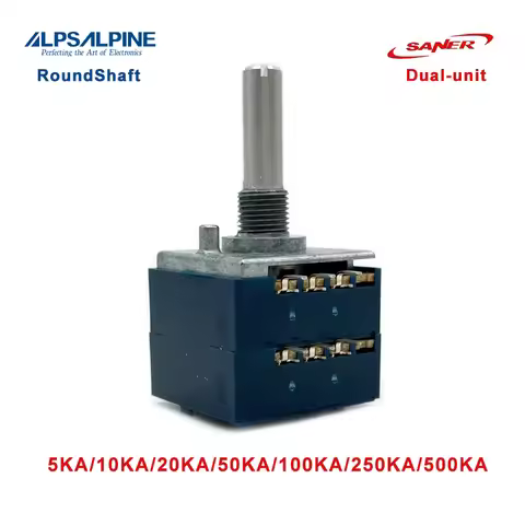 ALPS 5KA/10KA/20KA/50KA/100KAx2 RK27 Series Rotary Potentiometers Round/Flat Shaft 6Pin Length:25mm 