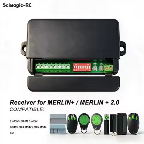 Scimagic-RC Garage Door Receiver Compatible with Merlin E940M E943M E945M C940 C943 M842 C945 M844 M