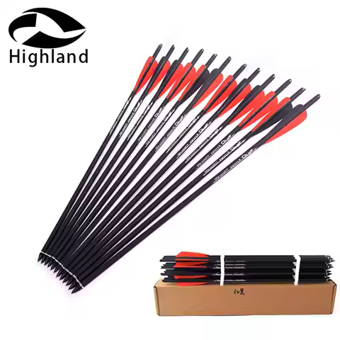24Pcs 16/17/18/20/22 inch Crossbow Carbon Arrow Spine 400 with Red and black Feather for Compound Bo