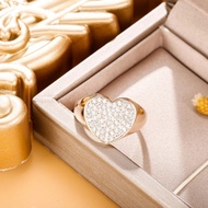 25F Gold Color Big Heart Ring for Women Girl Female 2021 New Finger Rings Rhinestone Wedding E 9ls