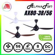ALPHA AX80-3B/56 Ceiling Fan 56” DC Motor 3 Blade ABS with Remote Control 8 Speeds Timer Forward Rev