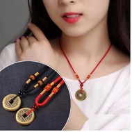 Pure Copper Necklace, Pendant Necklace with 5 Five Emperor Coins