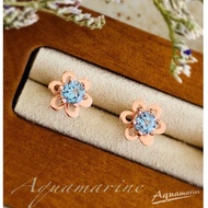 Swiss Blue Topaz Stud Earrings Round 4 mm. (Swiss Topaz)