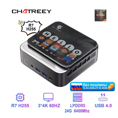 Chatreey AN3P Mini PC R7 7735HS 680M / H255 780M / 14450HX Gaming Desktop Computer with WiFi 6/Bluet