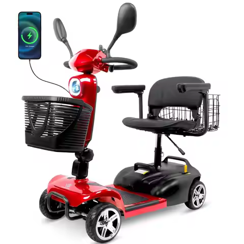 4 Wheel Mobility Scooters for Adults, Foldable Powered Mobility Scooter with Rearview Mirror,14 Mile