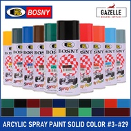 Bosny Acrylic Spray Paint 49 colors - 190 Clear / 191 Clear Flat / 4 Flat Black / 39 Black [ Gazelle