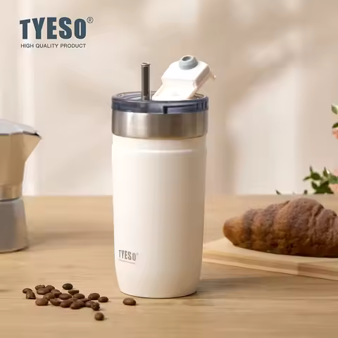 TYESO 550/710ML Portable Insulated Tumbler with Straw 304 Stainless Steel Vaccum Matte Ice Coffee Tu