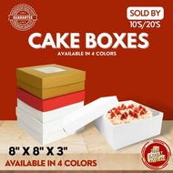 [10pcs / 20pcs] Square Cake Box 8x8x3in - White, Red, Gold, Kraft (Window / No Window)