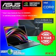 #1413 *Used Asus Zenbook Duo 14 Intel Core i7-10510U 16GB 1TB Nvme SSD Nvidia Geforce MX250 Dual Screen Win11