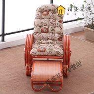 ST-🚤Jiacheng Light Luxury High-End Natural Rattan Folding Recliner for the Elderly Leisure Rattan Beach Chair Balcony Lu