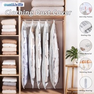 JustLiving 1Pc Hanging Vacuum Storage Bag Clear Clothes Organizing Bag Reusable Down Jacket Compression Bag Space Saver Vacuum Seal Bags with Heavy Duty Hanging Hooks Closet Organizers and Storage