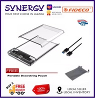 Fideco 2.5 Inch USB 3.0 Hard Transparent Black Drive Disk HDD External Enclosure Case