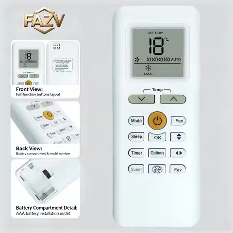 FAZV RG70A/BGEF AC Remote for Midea Kaysun Comfee Mabe Springer RG70E/BGEF RG70E1/BGEF RG70E2/BGEF R
