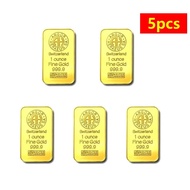 5/10/20Pcs 1 Ounce Gold Bars 24K Gold Plated 1 Oz Swiss Argor Heraeus Gold Bar Gold Coin Bullion Hig