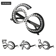 [CHiWANJi] Glitter Black Frame Birthday Age Eye Glasses Anniversary Wedding Party 30th