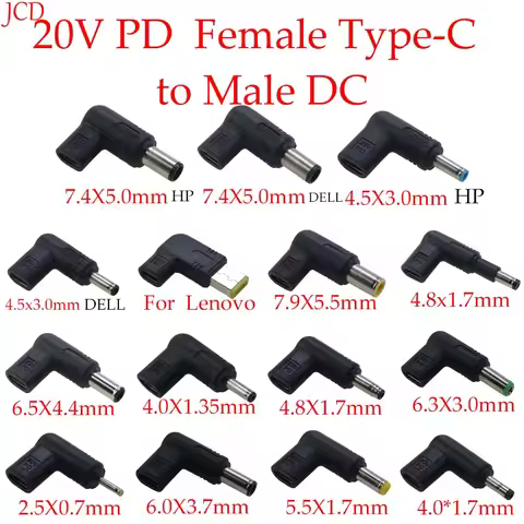 1Pcs PD 20V USB 3.1 Type-C Female To DC 2.5*0.7 4.0*1.35/1.7 Male Connector Laptop Power Adapter Con