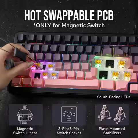 AJAZZ AK820 MAX Wired Magnetic Axis Gaming Keyboard Full-Key Hot-Swappable Gasket Structure RGB Adju