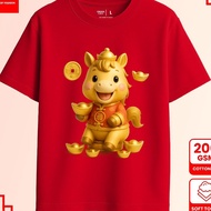 MERAH Chinese New Year 2026 Chinese New Year Red 3D Gold Chinese Horse unisex T-Shirt - Chinese New 
