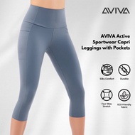 【S -  XL】AVIVA Active Sportwear Capri Leggings with Pockets (80-3130)