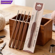 LOVETOUCH Blood Sandalwood Handle Stainless Steel Crochet Hooks Fine Hook Head DIY Knitting Needles 