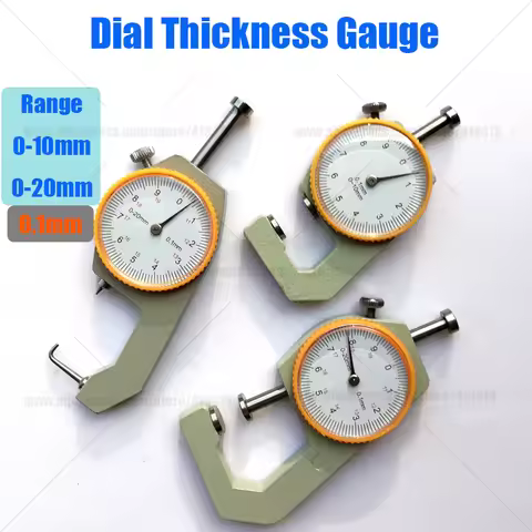 0-10mm0-20mm 0.1mm Resolution Dial Thickness Gauge Leather Flim Paper Jewelry Tube Curved Tip Metal 
