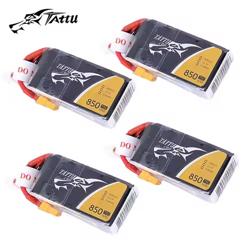 4Pcs Upgrade TATTU 75C 3S/4S 850mAh 11.1/14.8V Lipo Battery For RC Helicopter Quadcopter FPV Racing 