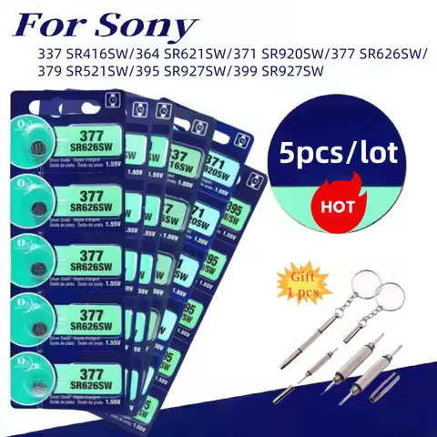 NEW 5pcs 337 SR416SW 364 SR621SW 371 SR920SW 377 SR626SW 379 SR521SW 395 399 SR927SW Coin Cell Silve