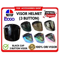 BOGO &SGV VISOR 3 BUTTON BLACK CAP VISOR HELMET SGV MS88 SGV 99 SGV99 SGV99ND SGV SPECIAL MHR VISOR 
