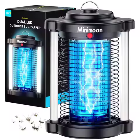 Minimoon Bug Zapper Outdoor Mosquito Zapper with Dual LED Light 4200V Fly Zapper 15W Electric Fly Tr