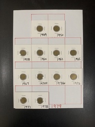 （男皇+英女皇五仙）1949-1978年香港硬幣男皇+英女王伍仙一套共計12枚（不包括1964和79年） Government of Hong Kong King George VI & Queen 