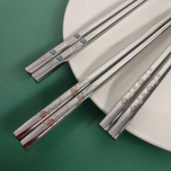 5 Pairs of Chopsticks 304 Stainless Steel Tableware Household Heat Insulation T