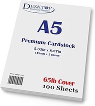 Premium A5 (8.3"x 5.83") Cardstock - 65lb Cover (176 gsm) White (250 Sheets)