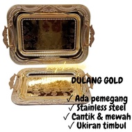 Ada pemegang💥SET DULANG GOLD PETAK 2PCS - diraja - square serving tray - dulang hidang air - kerawan