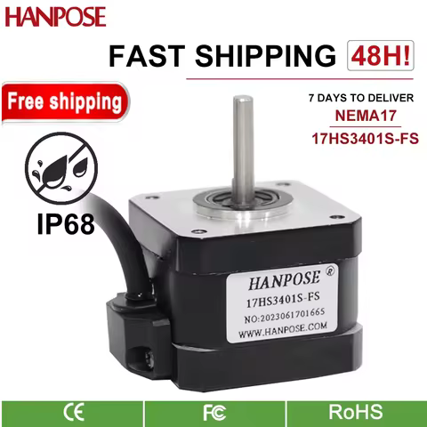 HANPOSE Nema17 waterproof motor 1.3A 28N.CM 17HS3401S-FS 4401S-FS 8401S-FS IP68 waterproof 3D CNC XY