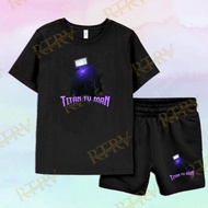Tv Man Kids T-Shirt Set SkibidiTITAN