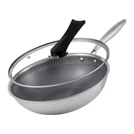 Double-Sided Honeycomb316 Stainless Steel Wok Three-Layer Steel Uncoated Non-Stick Cooker Less Smoke Flat Pot
