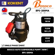 BOSSCO AUTO SUBMERSIBLE PUMP [ 11/4" ] [180WATT,50HZ,1PH,240V,6.5M/H,180L/MIN] BPS-200MA
