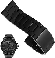 Men's Large Dial metal Watch Strap for Diesel DZ7370 DZ7395 DZ 7430 DZ739 Silica Gel Fine Steel